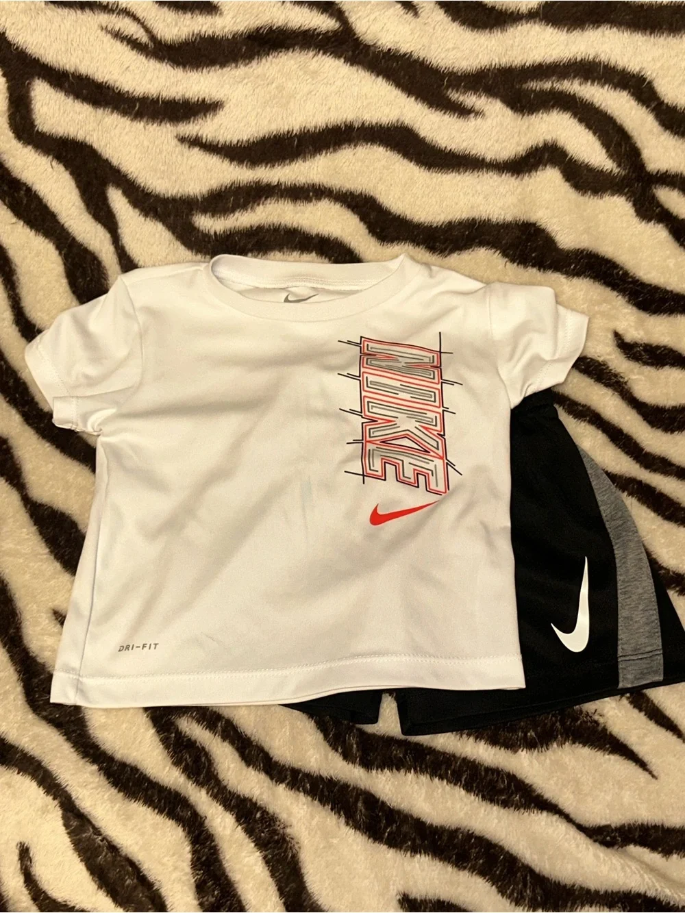 Toddler Nike White Short Sleeve Tee & Black Jersey Shorts